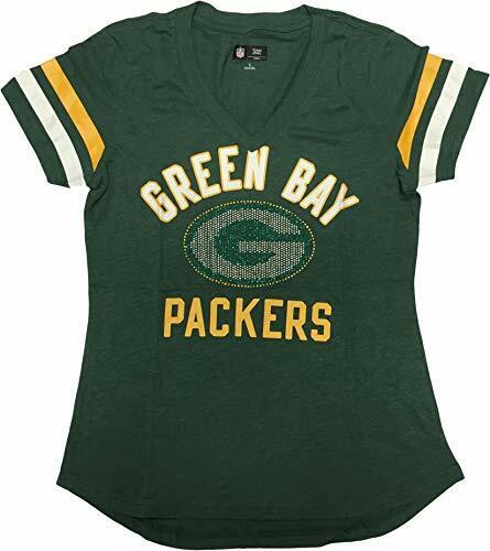 NFL Green Bay Packers WOMENS V-NECK BLING T-SHIRT SMALL 4/6