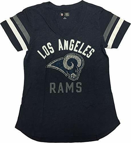 NFL Los Angeles Rams Womens V-Neck Bling T-Shirt  X-SMALL 0/2