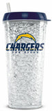 NFL San Diego Chargers 16oz Crystal Freezer Tumbler w/Straw