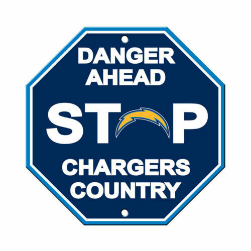 NFL Los Angeles Chargers Stop Sign Danger Ahead Home Room Bar Decor 12" x 12"