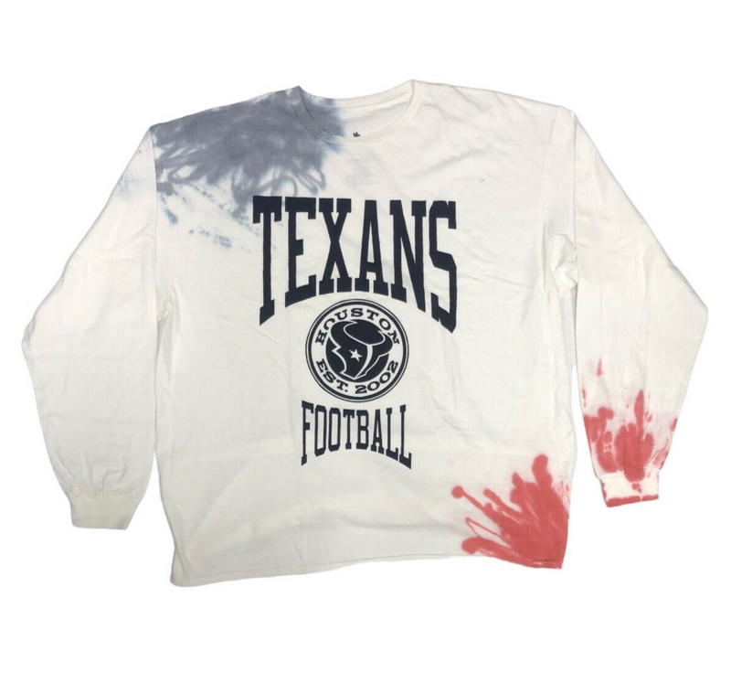 NFL Houston Texans Football Classic Men's White Red Blue Long Sleeve T-Shirt XL