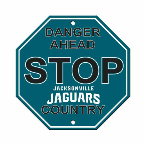 NFL Jacksonville Jaguars Stop Sign Danger Ahead Home Room Bar Decor 12" x 12"