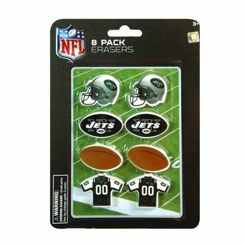 NFL Licensed 8-Pack New York Jets Football Erasers Blister Pack Back to School