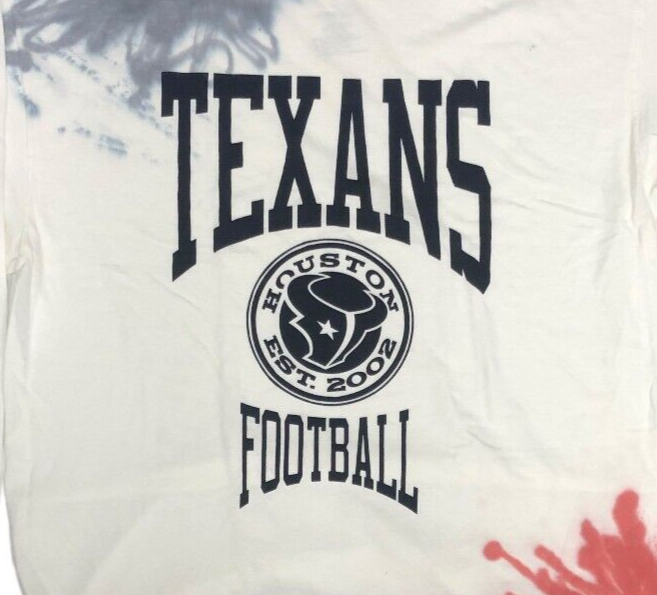 NFL Houston Texans Football Classic Men's White Red Blue Long Sleeve T-Shirt XL