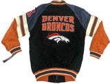 GIII Denver Broncos Men's Full Zip Suede Leather Jacket NWT
