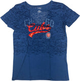 Chicago Cubs Women's MLB V-Neck T-Shirt Large Blue