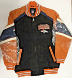 GIII Denver Broncos NFL Men's Full Zip Suede Leather Jacket NWT X-LARGE
