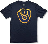 Milwaukee Brewers MLB Glove Logo Mens Drifit T-Shirt SMALL