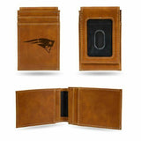 New England Patriots Laser Engraved Brown Front Pocket Wallet/Money Clip