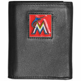 Miami Marlins Deluxe Tri-Fold Fine Grain Leather Wallet, MLB