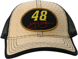Jimmie Johnson #48 NASCAR Vintage Straw Adjustable Hat Yellow NWT