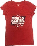 Washington Nationals World Series Women's V-Neck Short Sleeve T-Shirt Red Large