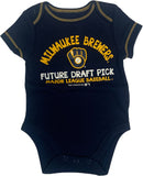 Milwaukee Brewers Boys Future Draft Pick Baby Newborn Body Suit Navy
