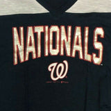 Washington Nationals Baseball Women's V-Neck Sparkle T-Shirt Navy XS