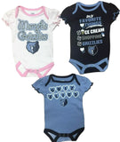 Memphis Grizzlies 3 Piece Infant Girl's Baby Creeper Bodysuits CHOOSE SIZE