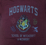 Harry Potter Hogwarts School of Wizardry Men's T-Shirt Medium Burgundy