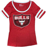 Chicago Bulls Basketball Women's Distressed Ringer T-Shirt Red Medium 8/10