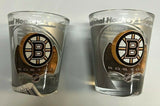 Boston Bruins NHL HI-DEF Enhanced Etched 2oz Shot Glass SET OF 2