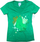 Boston Red Sox Women's V-Neck Shamrock Sparkle T-Shirt LARGE 12/14