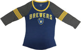 Milwaukee Brewers Women's 3/4 Sleeve Scoop Neck T-Shirt MEDIUM 8/10