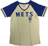 New York Mets Girl's Short Sleeve Pin Stripe  T-Shirt Sparkle Name XL 14/16