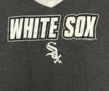 Chicago White Sox Women's V-Neck Short Sleeve Jersey Stripe T-Shirt Gray XS 0/2