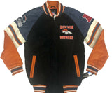 GIII Denver Broncos Men's Full Zip Suede Leather Jacket NWT