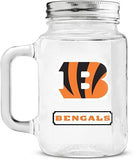 Cincinnati Bengals NFL 16oz Glass Mason Jar White