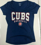 MLB Chicago Cubs Baseball Scoop Royal Blue Women's T-Shirt CHOOSE SIZE