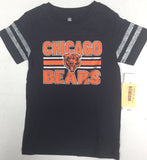 Chicago Bears NFL Girl'sJersey Stripe Sleeve Name Logo T-Shirt  CHOOSE SIZE