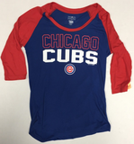 Chicago Cubs MLB Woman's 1/2 Sleeve Scoop Neck Ringer Shirt Medium 8/10