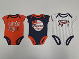 Detroit Tigers MLB Girl's 3 Piece Bodysuit Creeper Set 0/3 Months