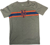 MLB New York Mets Boy's Short Sleeve Active Dry Fabric T-Shirt Gray XL16/18
