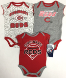 Cincinnati Reds MLB Girl's 3 Piece Bodysuit Creeper Set 0/3 Months