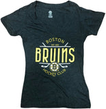 Boston Bruins Hockey Club Womens Short Sleeve V-Neck T-Shirt Gray Small