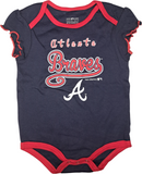 Atlanta Braves Baseball MLB Girls Creeper Bodysuit Navy / Red 18 Months
