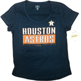 Houston Astros Women's Scoop-Neck Short Sleeve T-Shirt Large Navy