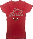 NBA Chicago Bulls Classic Logo Girl's Cap Sleeve T-Shirt Red Large 12/14