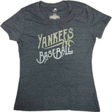 New York Yankees MLB Women's V-Neck Short Sleeve T-Shirt Gray Medium 8/10