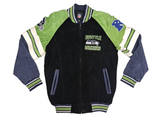 GIII Seattle Seahawks NFL Men's Full Zip Suede Leather Jacket SMALL