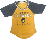 Milwaukee Brewers Girl's Short Sleeve T-Shirt Yellow XL 14/16