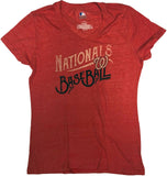 MLB Washington Nationals Baseball Women's V-Neck Short Sleeve T-Shirt Red Large