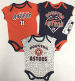 Houston Astros MLB 3 Piece Infant Girl's Baby Bodysuit Set- CHOOSE SIZE