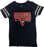 Minnesota Twins Girl's Short Sleeve Jersey Stripe T-Shirt Small 6/6X
