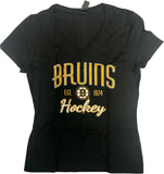 Boston Bruins Est 1924 Women's Short Sleeve T-Shirt Black Small