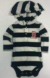 Boston Red Sox Striped Long Sleeve Hooded Baby Creeper Bodysuit CHOOSE SIZE