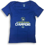 Milwaukee Brewers NL Central Division Champs V-Neck Women's T-Shirt Large 12/14