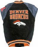 GIII Denver Broncos Men's Full Zip Suede Leather Jacket NWT