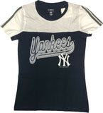 New York Yankees Women's Short Sleeve T-Shirt Sparkle Letters Navy XS