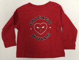 Chicago Bulls Boys Toddler Lightweight Long Sleeve Heart Crew Neck T-Shirt 2T